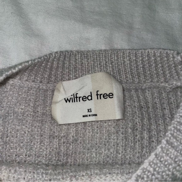 Wilfred Free XS 100% Merino Wool Waffle Knit Grey Gray Sweater Crewneck - Picture 3 of 6